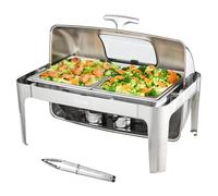 VEVOR Juego de Plato de Frotamiento Rectangular de 4,25 L Cada Una, Calentador de Bufé de Acero Inoxidable 201, Calentador de Alimentos de Combustible para Bufé Hotel Catering Restaurante