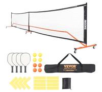 VEVOR Juego de Red de Pickleball, Sistema de Pickleball portátil de tamaño reglamentario de 672 cm con Bolsas, Pelotas, Raquetas, Ruedas y líneas de cancha, Marco de Metal Resistente a la Intemperie