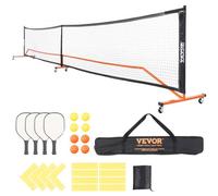 VEVOR Juego de Red de Pickleball, Sistema de Pickleball portátil de tamaño reglamentario de 672 cm con Bolsas, Pelotas, Raquetas, Ruedas y líneas de cancha, Marco de Metal Resistente a la Intemperie