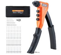 VEVOR Juego de Remachadoras con 200 Remaches Ciegos, 4 Boquillas Intercambiables, 4 Brocas y Estuche, Manual para Bricolaje de Metal, de Una Sola Mano, 230 x 195 x 33 mm, Color Naranja y Negro