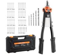 VEVOR Juego de Remachadoras con 230 Remaches Ciegos, 5 Boquillas Intercambiables, 5 Brocas y Estuche, Manual para Bricolaje de Metal, Dos Manos, 400 x 160 x 50 mm, para Reemplazo de Cerraduras