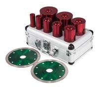VEVOR Juego de Sierra Perforadora de Diamante, Brocas para Taladro de 20/25/32/35/40/50/60/68 mm y Rosca M14, Brocas 10 Piezas, Brocas para Material Duro, con Guía de Agujero para Sierra