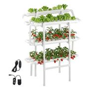 VEVOR Juego de Sistema de Cultivo Hidropónico 3 Niveles y 90 Sitios, con Riego Programado, Tuberías que Bloquean Luz y Sol, Kit de Cultivo para Hortalizas, Frutas, Hierbas sin Tierra en Interiores