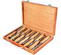 VEVOR Juego de Torneado de Cincel 12 piezas para Tornear Madera con Caja de Almacenamiento, Set de Cincel de Mano de Talla de Madera Juego de Tallas para Tornos HSS para Tornear Madera