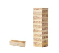 VEVOR Juego de Torre de Madera de Pino 75 x 25 x 15 mm con 54 Bloques, Altura de Apilamiento Estándar de 27 cm Juego de Apilamiento de Madera para 1 o Más Jugadores, Juego Familiar de Torre de Madera