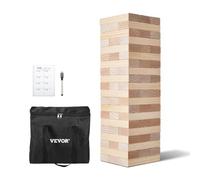VEVOR Juego de Torre de Madera de Pino con 60 Bloques, Bolsa de Transporte y Marcador, Altura de Apilamiento Estándar de 60 cm Juego de Apilamiento de Madera, Juegos Familiares de Torre de Madera