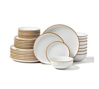 VEVOR Juego de vajilla, servicio para 8 personas, juego de platos redondos y cuencos, vajilla de cerámica resistente a los arañazos, apto para lavavajillas y microondas, platos de cocina para ensalada