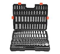 VEVOR Juego de Vasos 163 uds, con Impulsores de 9,53 mm, 6,4 mm y 12,7 mm, SAE y Métricos, Profundos y Estándar, con Estuche, Acero de Aleación CR-V Cromado, 535 x 410 x 89 mm, para Reparaciones