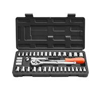 VEVOR Juego de Vasos de 9,5 y 6,4 mm, Tamaños SAE y Métricos, con Accesorios de Llave de Trinquete y Estuche de Transporte, Acero Aleación CR-V, 39 uds, Reparación Automóviles, 315 x 148 x 41 mm