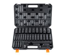 VEVOR Juego de Vasos de Impacto 1/2" Juego de Vasos de Impacto Métricos 34 Piezas 29 Enchufes Acero de Aleación CR-Mo Dureza HRC 42-48 Marcador de Tamaño Sólido con Estuche para Reparación Cr Mo 34PCs