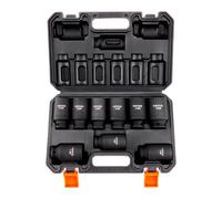 VEVOR Juego de Vasos de Impacto 1/2" Juego de Vasos de Impacto Métricos 9 piezas 29-38 mm Acero de Aleación CR-Mo Dureza HRC 42-48 con Estuche de Transporte para Reparación Automática