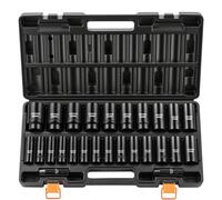VEVOR Juego de Vasos de Impacto 26 Piezas, Llaves de Vaso Impacto Hexagonal, Métricos de 10-30 mm y 32-36 mm, Material de Acero CR-V, con Caja de Herramientas, para Reparación Mantenimiento de Autos