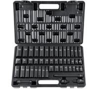 VEVOR Juego de Vasos de Impacto 3/8" Juego de Vasos de Impacto 48 Piezas Juego de Vasos de Impacto 6 Puntos CR-V Aleación de Acero HRC 42-48 con Accesorios y Estuche para Reparación Automática