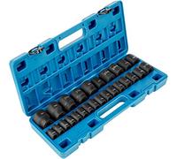 VEVOR Juego de vasos de impacto de 1/2", 26 piezas, vasos de impacto poco profundos de 10-36 mm, acero de aleación CR-V de 6 puntos, con estuche de transporte, para reparación de automóviles