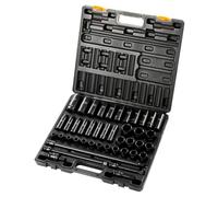 VEVOR Juego de vasos de impacto de 1/2", 43 piezas, vasos de impacto métricos estándar profundos de 9-30 mm, acero de aleación CR-V de 6 puntos, con barra de extensión y estuche de transporte