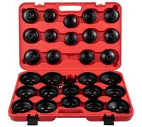 VEVOR Juego de Vasos para Filtro de Aceite 30 Piezas Juego de Llaves de Filtro de Aceite de Acero Perfil Bajo con Cabeza de 3/8" con Estuche para Quitar e Instalar Tapa del Filtro de Combustible