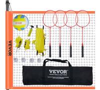 VEVOR Juego de voleibol y bádminton, red de bádminton portátil para exteriores, postes de acero de altura ajustable, juego combinado profesional con voleibol de PVC, para césped, playa y jardín