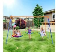 VEVOR Juegos de columpios para patio trasero, juego de columpios con capacidad de carga de 600 libras, con 1 asiento de columpio de platillo, 2 asientos de columpio con cinturón, soporte de columpio d