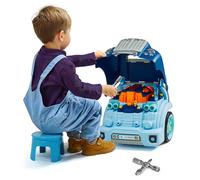 VEVOR Juguete de Motor, 60 PCS Juego de Reparación de Coches de Niños con Piezas Desmontables, Luces y Sonidos, Volante y Bocina, Juego de Taller Mecánico para Niños de 3 Años en Adelante, Azul