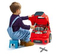 VEVOR Juguete de Motor, 60 PCS Juego de Reparación de Coches para Niños con Piezas Desmontables, Luces y Sonidos, Volante y Bocina, Juego de Taller Mecánico para Niños de 3 Años en Adelante, Rojo