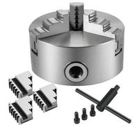 VEVOR K11-100 3- Mandril de Torno 100mm, con 2 Juegos de Mandíbulas Mandril, con 3 Mordazas Autocentrante, Mandril del Torno de Centrado Automático para Todo Tipo de Tornos de Uso General