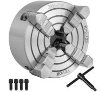 VEVOR K72-125 Portabrocas de Torno de Mordazas Accesorios de Taladro de Portabrocas de Torno con 1 Llave en T Portabrocas de Torno de 4 Mordazas para Sujetar Ejes Colgantes/Triángulos Equiláteros