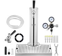 VEVOR Kegerator Tower Kit, kit de conversión de cerveza de un solo grifo, dispensador de torre de cerveza de barril de acero inoxidable con regulador W21.8 de doble calibre y acoplador de barril de si