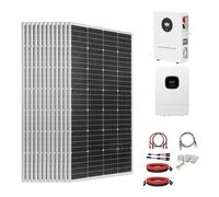 VEVOR Kit Completo de Energía Solar 2400 W 48 V, con 12 Paneles Solares Monocristalinos 200 W, Batería LiFePO₄ de 51,2 V 100 Ah, Inversor Híbrido de 48 V y 5000 W para Cobertizos, Granjas, Casas