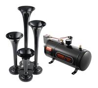 VEVOR Kit de 4 Bocinas de Trompeta Bocina de Automóvil de 150 dB con Compresor de Aire de 90-120 PSI Tanque de Aire de 3 L Bocina de Aire Universal de 12 V para Todos los Vehículos Trenes Barcos Auto