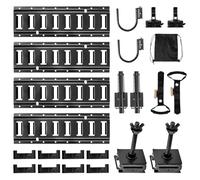 VEVOR Kit de 4 Rieles de Amarre E-Track 0,4 m, con 2 Ganchos, 2 Portaherramientas, 2 Soportes a Estantes, 2 Soportes a Neumáticos, 2 Anillas a Almacenamiento Cables, 8 Tapas de Extremo y 1 Bolsa