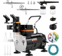 VEVOR Kit de Aerógrafo 120 W Kit Aerógrafo con Compresor 37 x 17 x 32 cm Kit de Aerografía Portátil con Mayor Presión, Excelente Compatibilidad y Certificado Alimentario FDA, Ampliamente Utilizado