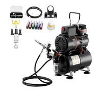 VEVOR Kit de Aerógrafo con Compresor de Aire 1/6 HP Compresor de Aerógrafo de Doble Acción con Boquilla, Manguera, 24 Pinturas Acrílicas, Kit de Pintura para Decoración de Tartas, Maquetas, Uñas