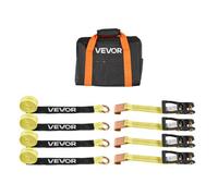 VEVOR Kit de Amarre de Calzo de Ruedas 50,8 x 3048 mm, Correas de Amarre para Rueda con Gancho Plano, Resistencia a la Rotura de 4540 kg, Carga de Trabajo de 1512 kg, para Vehículos, Negro y Amarillo