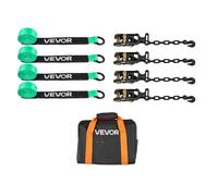 VEVOR Kit de Amarre de Calzo de Ruedas 50,8 x 3048 mm, Correas de Amarre para Rueda con Gancho Resistente, Resistencia a la Rotura de 4540 kg, Carga de Trabajo de 1512 kg, para ATV, SUV, Negro Verde