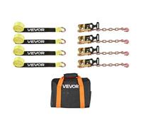 VEVOR Kit de Amarre de Calzo de Ruedas 50,8x3048 mm, Correas de Amarre para Rueda con Gancho Resistente, Resistencia a la Rotura de 4540 kg, Carga de Trabajo de 1512 kg, 4 Piezas, Negro y Amarillo