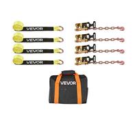 VEVOR Kit de Amarre de Calzo de Ruedas 50,8x3048 mm, Correas de Amarre para Rueda con Gancho Resistente, Resistencia a la Rotura de 4540 kg, Carga de Trabajo de 1512 kg, 4 Piezas, Negro y Amarillo