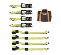 VEVOR Kit de Amarre de Calzo de Ruedas, Correas de Amarre para Rueda con Gancho en J, Resistencia a la Rotura de 4540 kg, Carga de Trabajo de 1512 kg, para Motocicletas, SUV, Remolques, Camiones