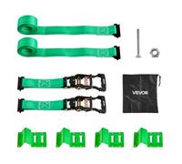 VEVOR Kit de Amarre de Calzo de Ruedas, Correas de Amarre para Ruedas Tipo Calzo con Hebilla, Resistencia a la Rotura de 1986,73 kg, Carga de Trabajo de 662 kg, para Vehículos, ATV, UTV, Verde