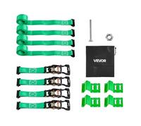 VEVOR Kit de Amarre de Calzo de Ruedas, Correas de Amarre para Ruedas Tipo Calzo con Hebilla, Resistencia a la Rotura de 1986,73 kg, Carga de Trabajo de 662 kg, Ganchos en E para Vehículos, ATV, UTV