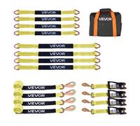 VEVOR Kit de Amarre para Vehículos 50,8 x 2438,4 mm, Correas de Amarre de Eje con Gancho de Resorte, Resistencia a la Rotura de 4540 kg, Carga de Trabajo de 1512 kg, para ATV, UTV, Remolques, Amarillo