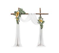 VEVOR Kit de Arco de Flores Artificiales Amarillas para Bodas con Cortinas, 2 Arreglos Florales, 1 Pieza de Cortinas Transparentes, para Decoración de Ramos de Ceremonia, Recepción y Telón de Fondo