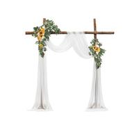 VEVOR Kit de Arco de Flores Artificiales Amarillas para Bodas con Cortinas, 2 Arreglos Florales, 1 Pieza de Cortinas Transparentes, para Decoración de Ramos de Ceremonia, Recepción y Telón de Fondo
