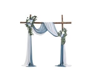 VEVOR Kit de Arco de Flores Artificiales Azules para Bodas, con Cortinas, 2 Piezas de Arreglos Florales, 2 Piezas de Cortinas Transparentes, para Decoración de Ramos de Ceremonia, Recepción y Fondo