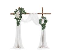 VEVOR Kit de Arco de Flores Artificiales Blancas para Bodas, para Bodas con Cortinas, 2 Piezas de Arreglos Florales, 2 Piezas de Cortinas Transparentes, para Decoración Ramos de Ceremonia, Recepción