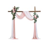 VEVOR Kit de Arco de Flores Artificiales Rosas para Bodas, con Cortinas, 2 Piezas de Arreglos Florales, 2 Piezas de Cortinas Transparentes, para Decoración de Ramos de Ceremonia, Recepción y Fondo