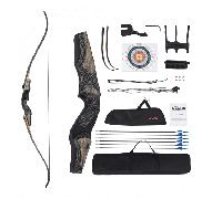 VEVOR Kit de Arco y Flechas Recurvos Desmontables de Madera de 1524 mm, Ergonómico, para Entrenamiento de Tiro al Aire Libre, de Principiante a Avanzado, 1524 x 165 x 50 mm, Peso de Tiro 13,61 kg