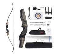 VEVOR Kit de Arco y Flechas Recurvos Desmontables de Madera de 1524 mm, Ergonómico, para Entrenamiento de Tiro al Aire Libre, de Principiante a Avanzado, 1524 x 165 x 50 mm, Peso de Tiro 13,61 kg