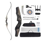 VEVOR Kit de Arco y Flechas Recurvos, Madera, Arco Recurvo Ergonómico para Diestros, para Entrenamiento de Tiro al Aire Libre, Práctica de Caza, de Principiante a Avanzado, Peso de Tiro 20,41 kg