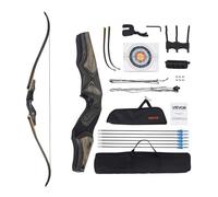 VEVOR Kit de Arco y Flechas Recurvos, Madera, Paquete de Arco Recurvo Ergonómico para Diestros, para Entrenamiento al Aire Libre, Práctica Caza, de Principiante a Avanzado, Peso de Tiro 22,68 kg