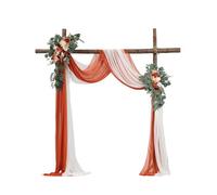 VEVOR Kit de Arcos de Flores Artificiales Naranja para Bodas, con Cortinas, 2 Piezas de Arreglos Florales, 2 Piezas de Cortinas Transparentes, para Ramos de Ceremonia, Decoración de Fondo de Recepción